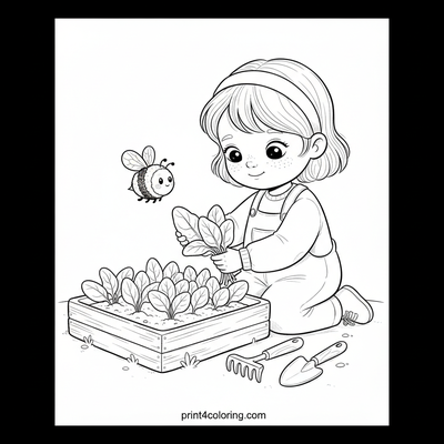 Cozy Garden Harvest - free printable coloring page