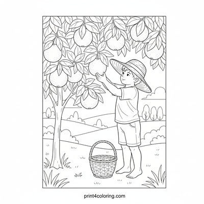 Sunny Grapefruit Gathering - free printable coloring page