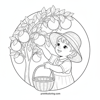Little Harvester's Grapefruit Adventure - free printable coloring page