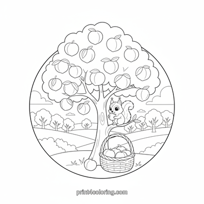 Peachy Keen Orchard Harvest - free printable coloring page