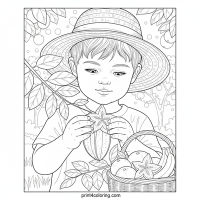 Sweet Star Fruit Harvest - free printable coloring page