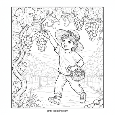 Sweet Grape Harvest Adventure - free printable coloring page