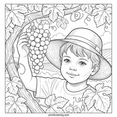 Sweet Grape Harvest Smile - free printable coloring page