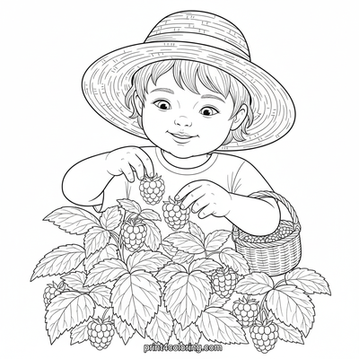 Sweet Raspberry Harvest Delight - free printable coloring page
