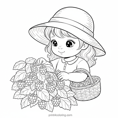 Sweet Raspberry Harvest Day - free printable coloring page