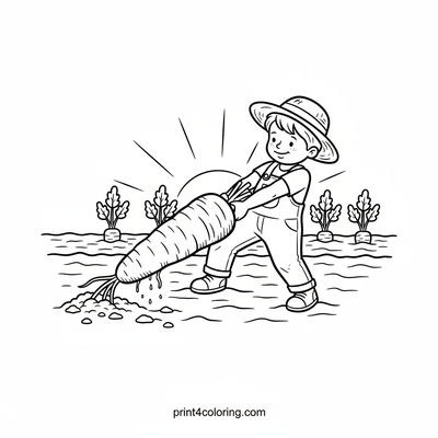 The Bountiful Carrot Harvest - free printable coloring page
