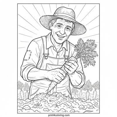 Sunny Garden Carrot Harvest - free printable coloring page