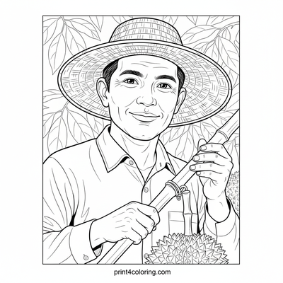 Durian Harvest: The King of Fruits - free printable coloring page