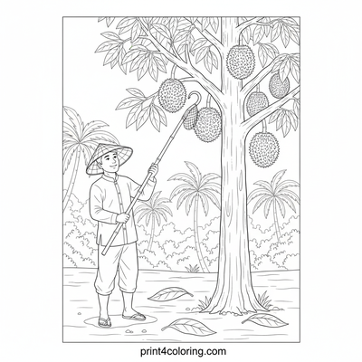 The Great Durian Harvest - free printable coloring page