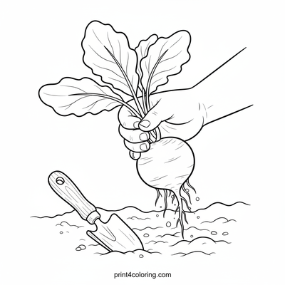 Harvesting a Crisp Radish Treat - free printable coloring page