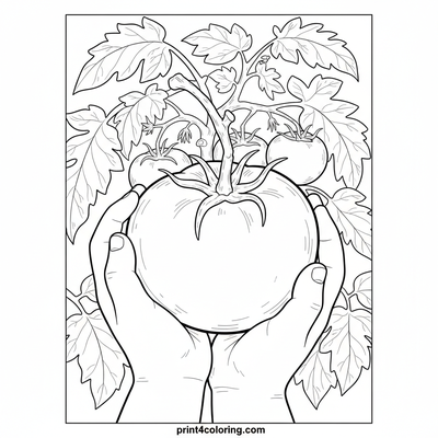 Garden Gems: Plucking Perfect Tomatoes - free printable coloring page