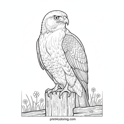 Majestic Hawk: Guardian of the Meadow - free printable coloring page
