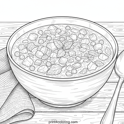 Hearty Harvest Soup Scene - free printable coloring page
