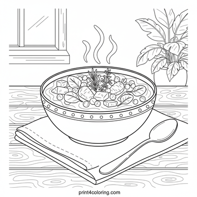 Grandma's Garden Harvest Soup - free printable coloring page