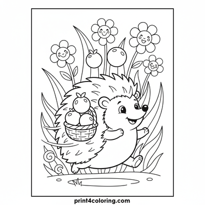 Happy Hedgehog's Berry Dash - free printable coloring page
