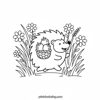 Happy Hedgehog's Berry Dash - free printable coloring page