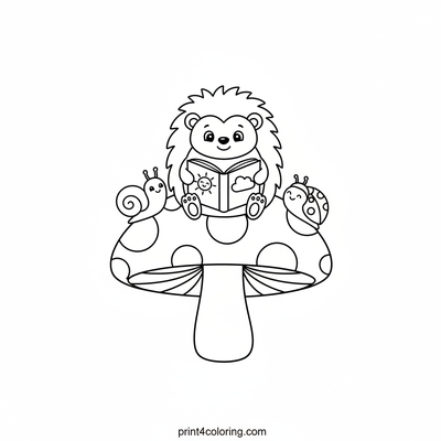 Hedgehog's Enchanted Story Time - free printable coloring page