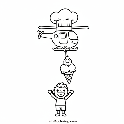 Chef Copter's Sweetest Delivery - free printable coloring page