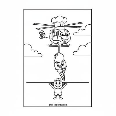 The Sweetest Helicopter Delivery - free printable coloring page