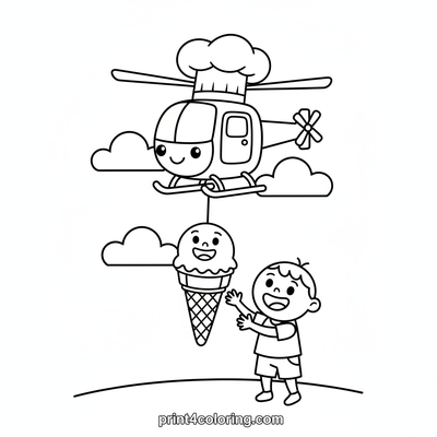 Chef-Copter's Sweet Delivery - free printable coloring page