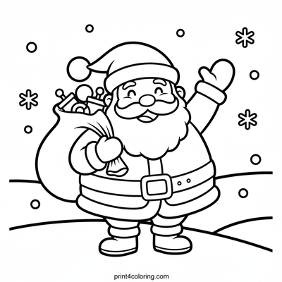 Santa's Big Friendly Wave - free printable coloring page
