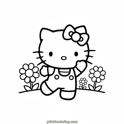 Hello Kitty's Happy Meadow Skip - free printable coloring page
