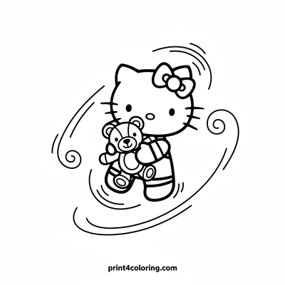 Hello Kitty's Sweet Hug - free printable coloring page