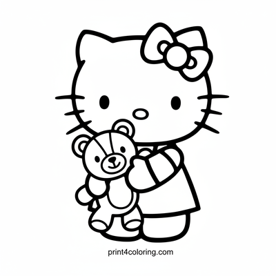 Hello Kitty's Sweet Hug - free printable coloring page