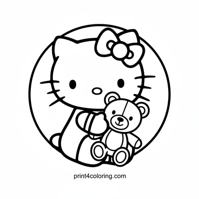 Hello Kitty's Cozy Cuddle - free printable coloring page