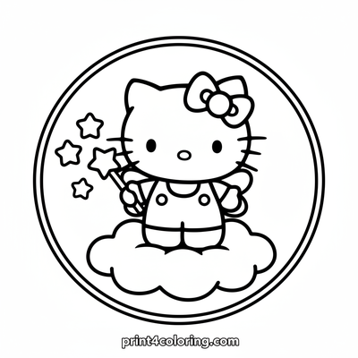 Hello Kitty's Magical Cloud Journey - free printable coloring page