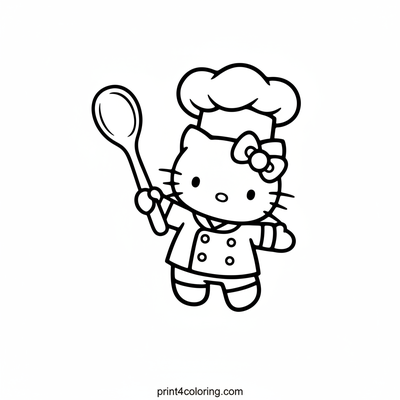 Hello Kitty's Silly Kitchen Adventure - free printable coloring page