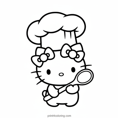 Silly Chef Hello Kitty's Kitchen Capers - free printable coloring page
