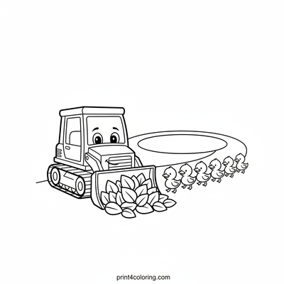 Friendly Bulldozer's Autumn Adventure - free printable coloring page