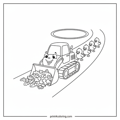 The Friendly Bulldozer's Autumn Clean-Up - free printable coloring page