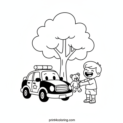 Helping Hands Police Car Adventure - free printable coloring page