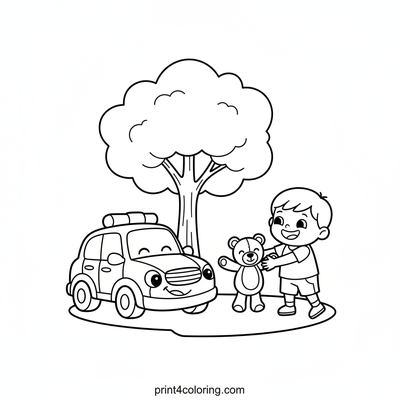 Helping Hands Police Car Adventure - free printable coloring page