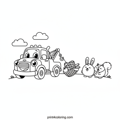 The Friendly Tow Truck's Picnic Rescue - free printable coloring page
