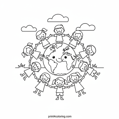 Friends Holding Our Happy Earth