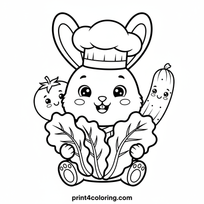 Chef Hoppy's Giant Lettuce Delight - free printable coloring page