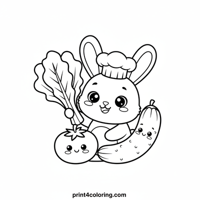 Hoppy Chef Bunny's Big Harvest - free printable coloring page