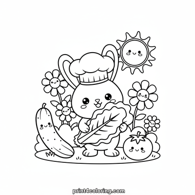 Chef Hoppy's Gigantic Greens - free printable coloring page