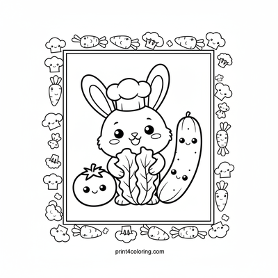 Chef Hoppy's Gigantic Garden Harvest - free printable coloring page