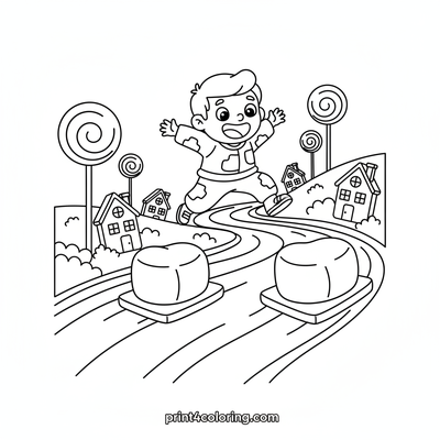 Sweet Hot Chocolate River Adventure - free printable coloring page