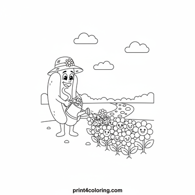 Hotdog's Sunny Garden Bloom - free printable coloring page