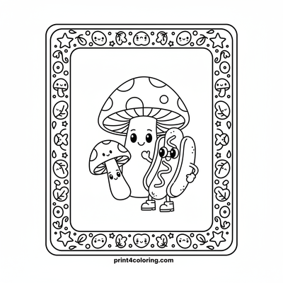Hotdog's Magical Mushroom Hideout - free printable coloring page