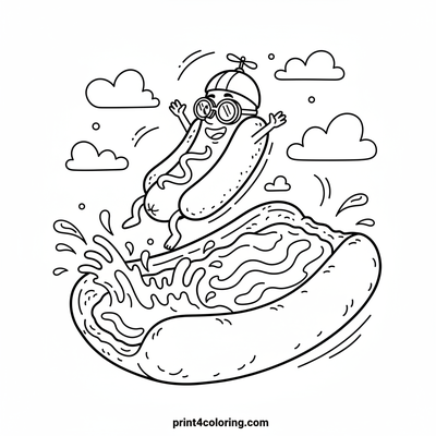 Hotdog's Big Splash Adventure! - free printable coloring page