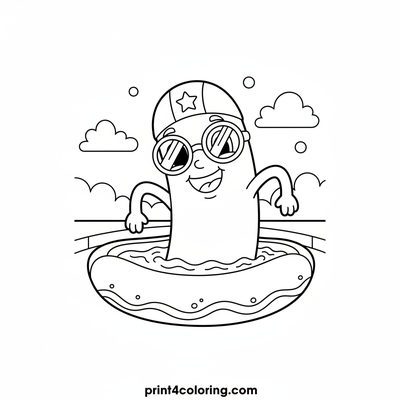 Hotdog's Epic Pool Party Dive - free printable coloring page
