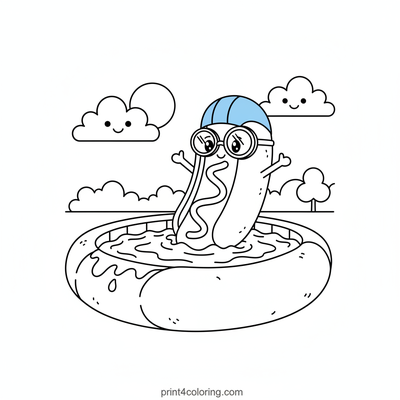 Hotdog's Epic Pool Party Dive! - free printable coloring page