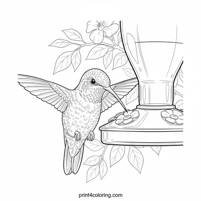 Jewel of the Garden: Hummingbird's Morning Nectar - free printable coloring page