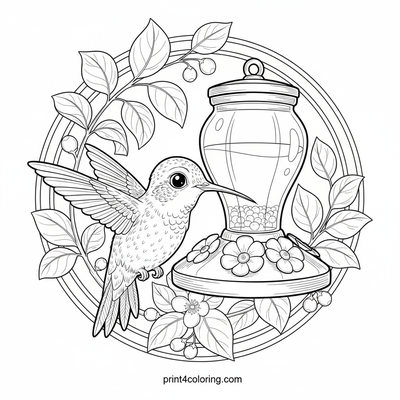 Hummingbird's Sweet Morning Treat - free printable coloring page